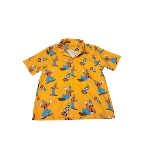 Outdoor Voices Disney Mickey & Co Goofy Ripstop Button Up Shirt Yellow Small